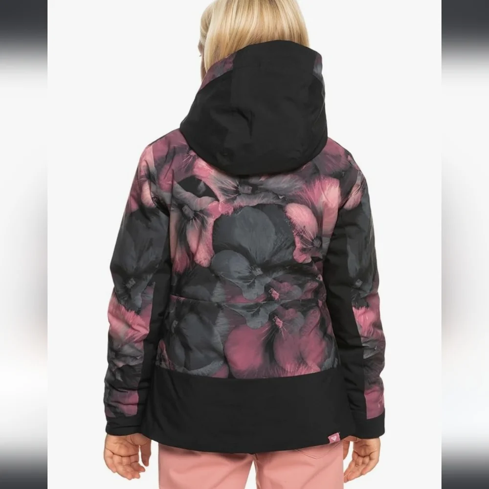 NWT ROXY Floral Pink GIRLS Size 16 XXL Jacket W/Faux FurTrimmed Hood